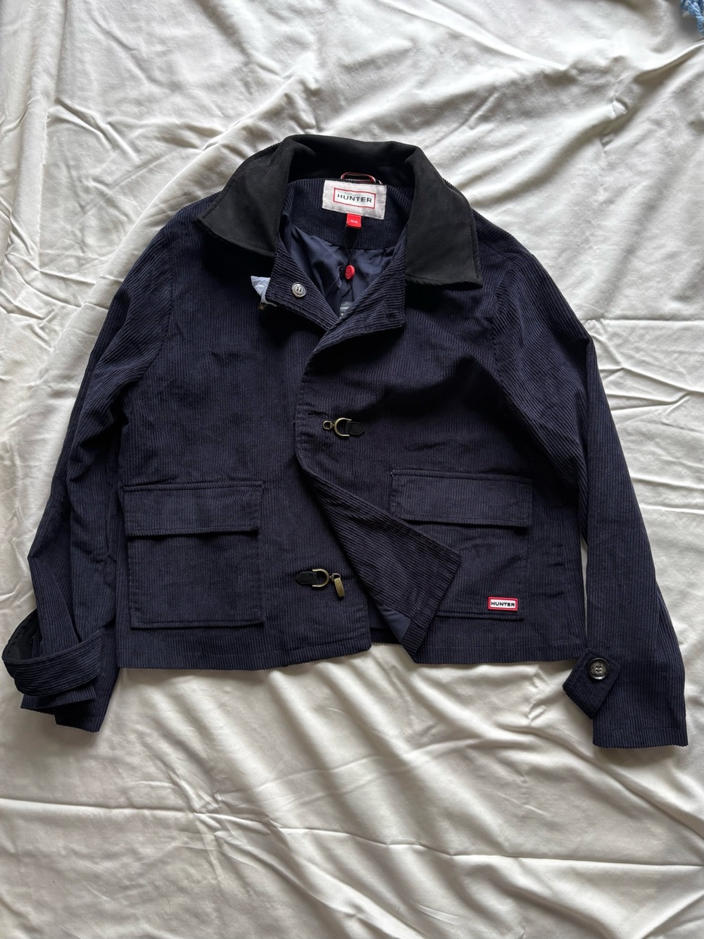 HUNTER Women’s Corduroy Collar Short Jacket Blue Medium